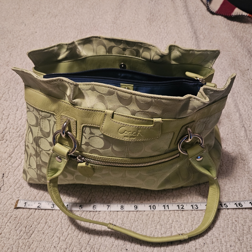 Coach Green Signature Tote Bag